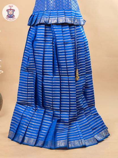 Blue - Girls Readymade Cotton Pavadai Sattai