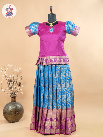 Pink & Blue - Girls Readymade Pavadai Sattai