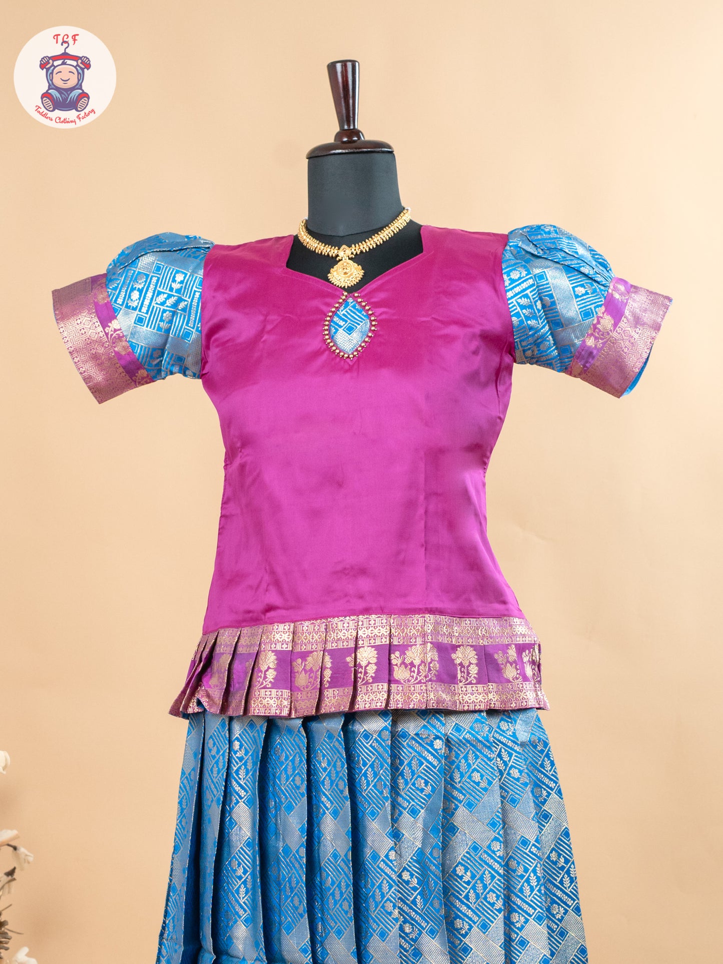 Pink & Blue - Girls Readymade Pavadai Sattai