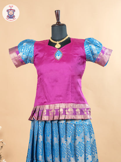 Pink & Blue - Girls Readymade Pavadai Sattai