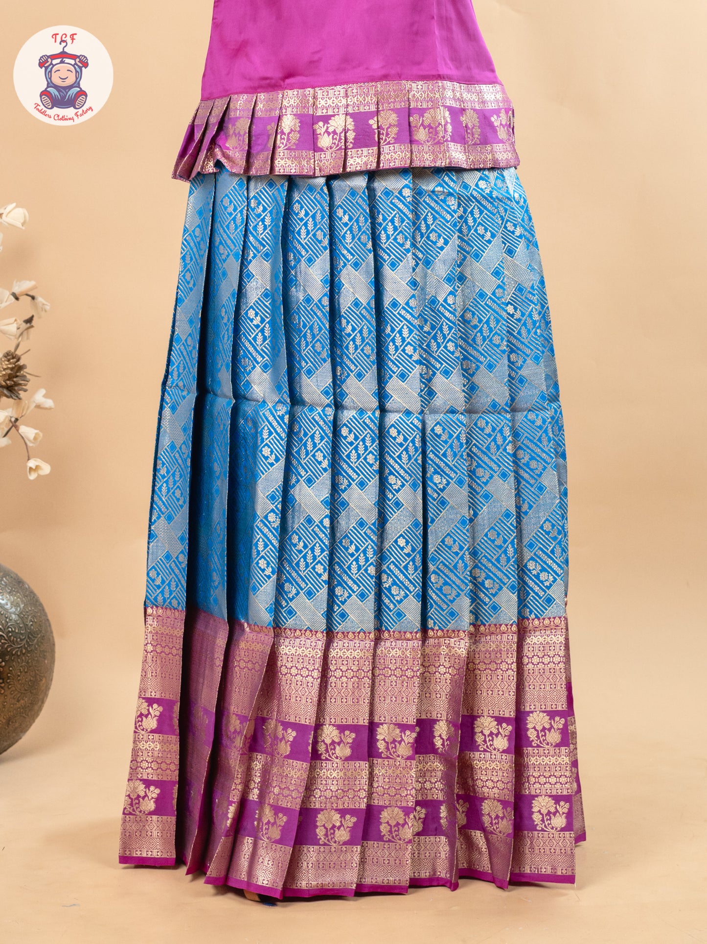 Pink & Blue - Girls Readymade Pavadai Sattai