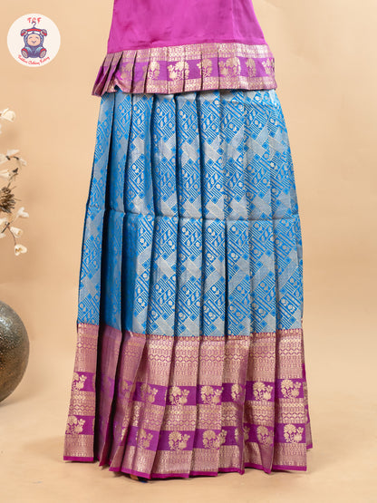 Pink & Blue - Girls Readymade Pavadai Sattai