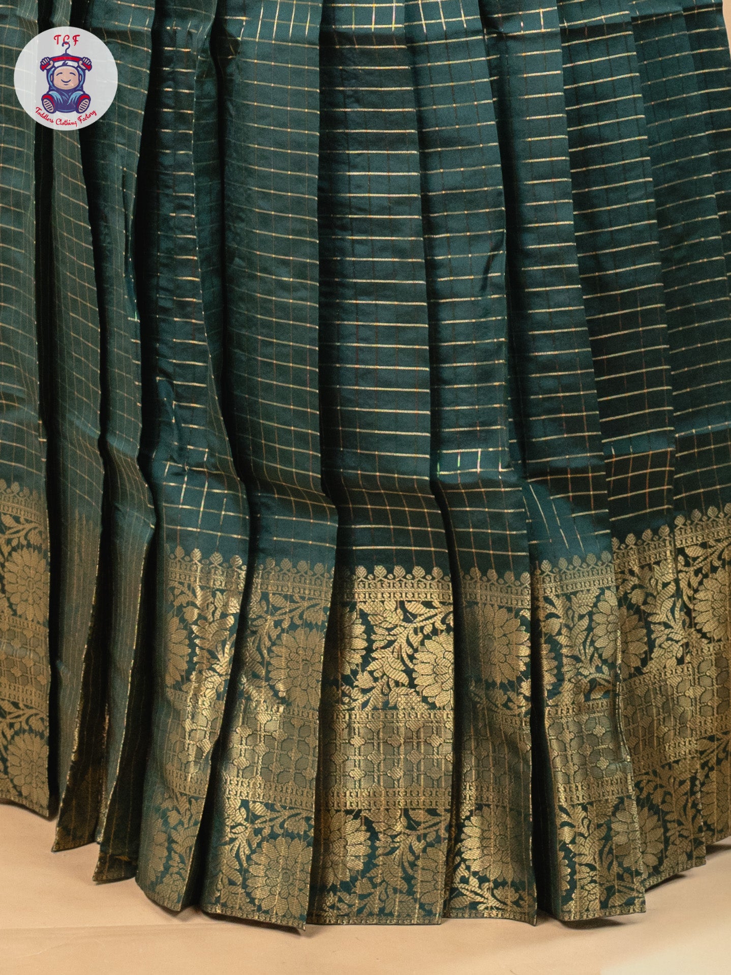 Bottle Green - Girls Readymade Cotton Pavadai Sattai