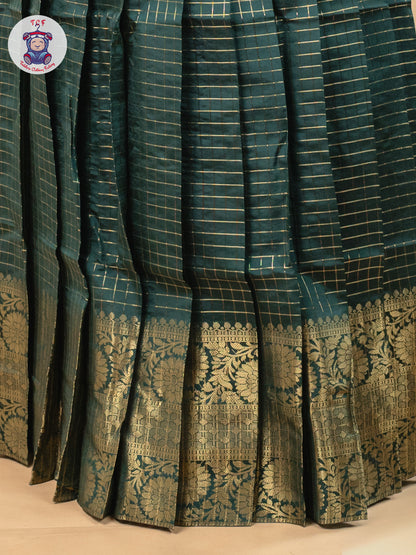 Bottle Green - Girls Readymade Cotton Pavadai Sattai