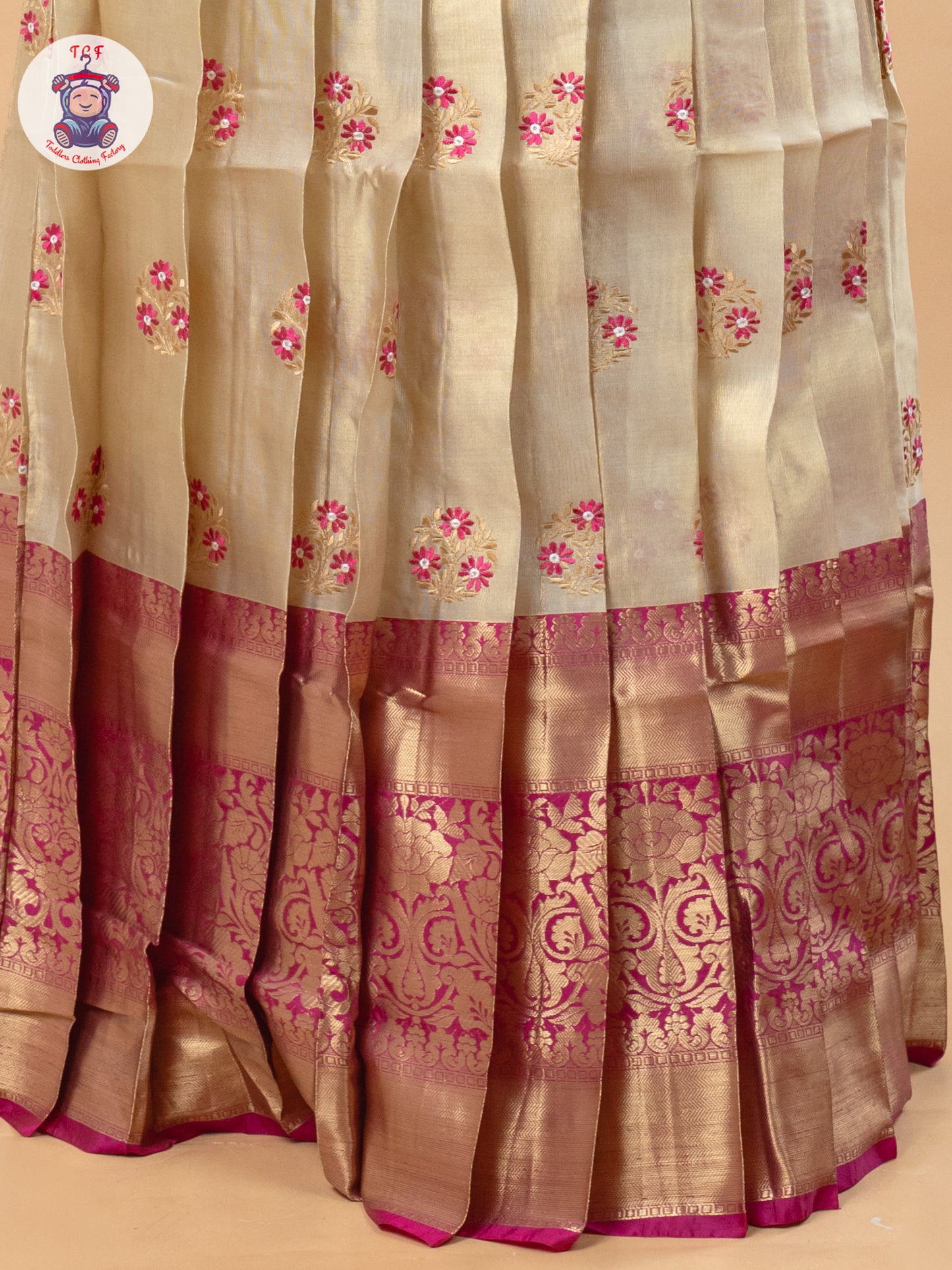 Pink & Gold - Girls Readymade Pavadai Sattai