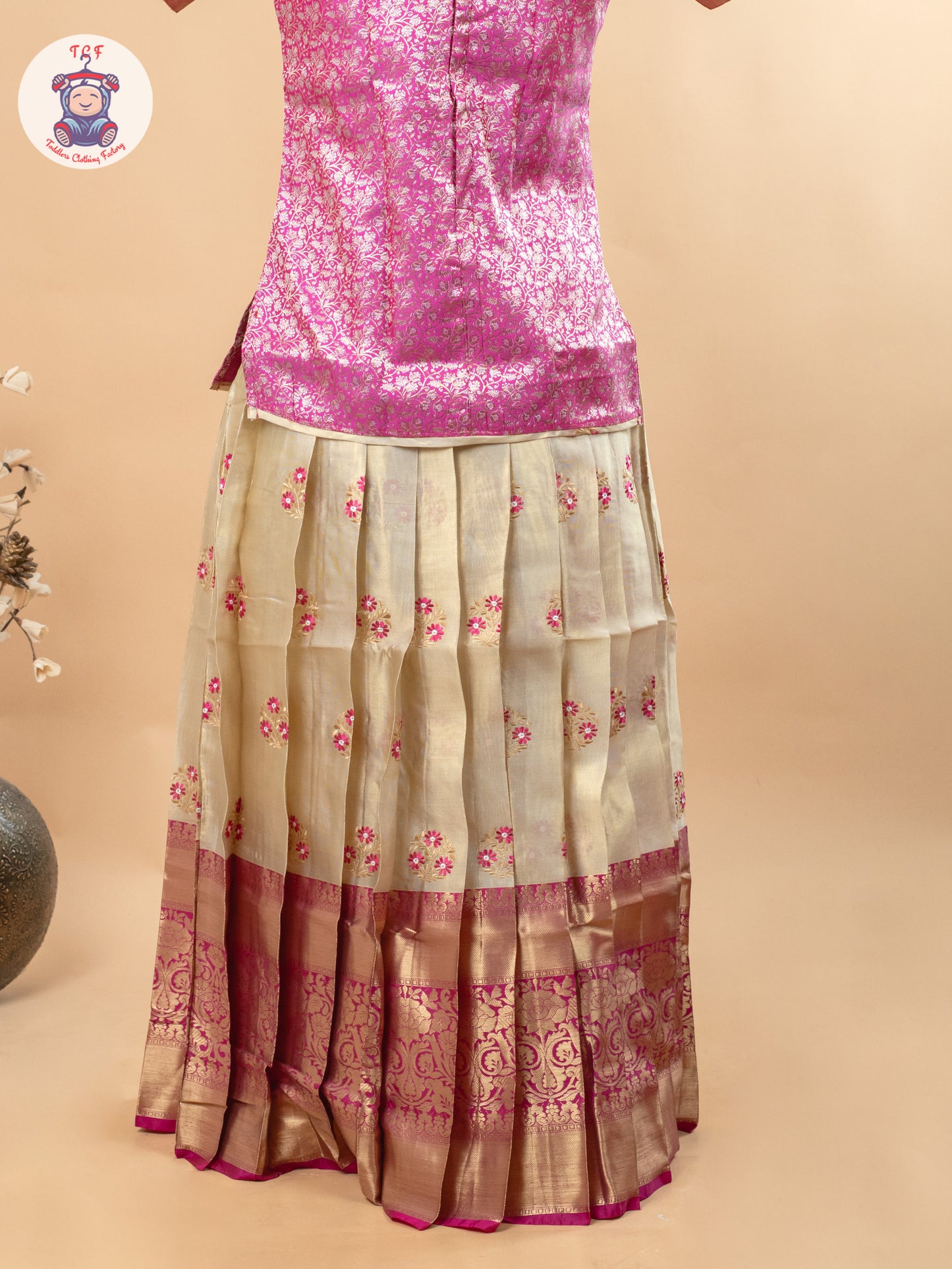 Pink & Gold - Girls Readymade Pavadai Sattai