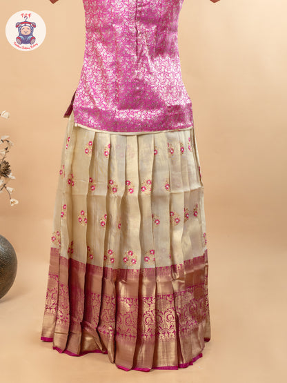 Pink & Gold - Girls Readymade Pavadai Sattai