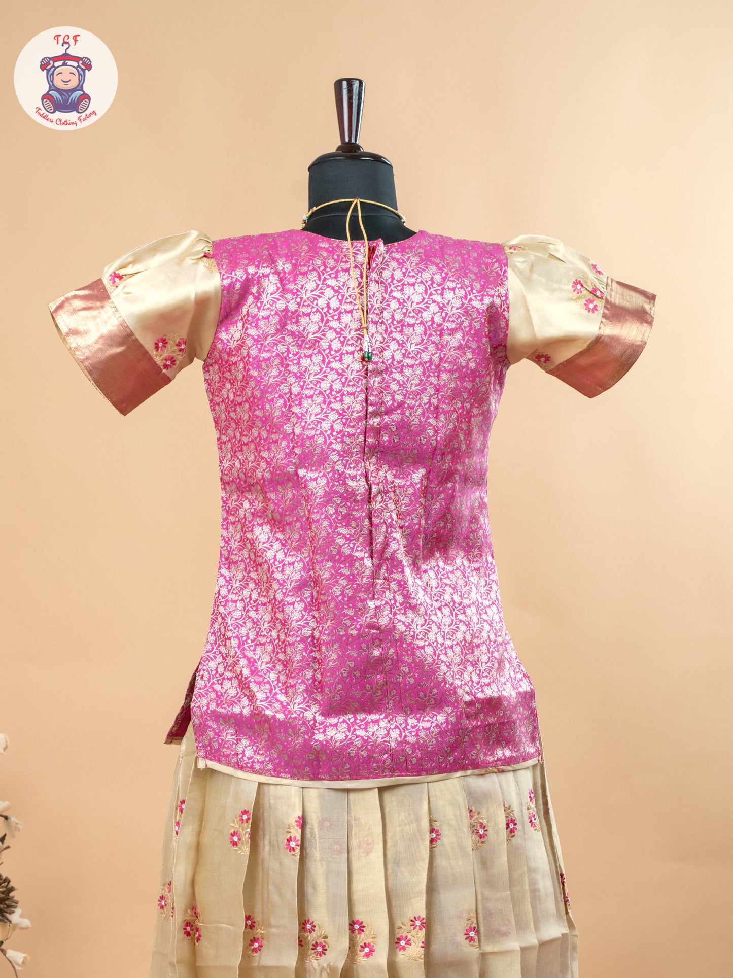 Pink & Gold - Girls Readymade Pavadai Sattai