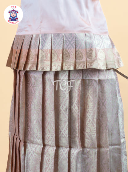 Peach - Girls Readymade Pavadai Sattai