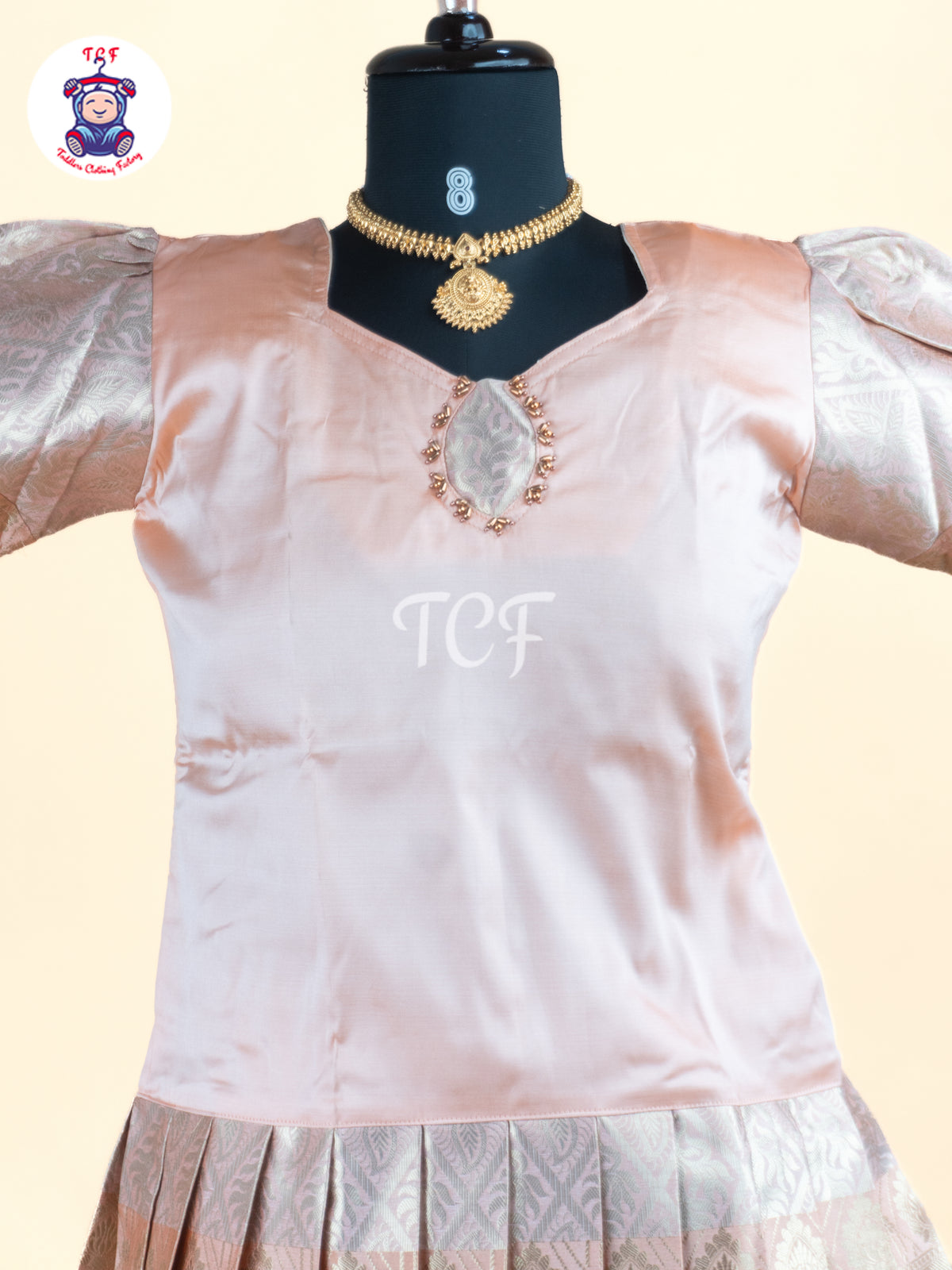 Peach - Girls Readymade Pavadai Sattai