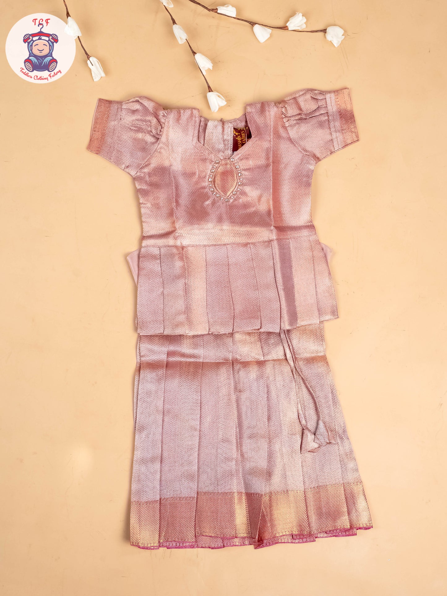 Light Pink - Tissue Readymade Pavadai Sattai