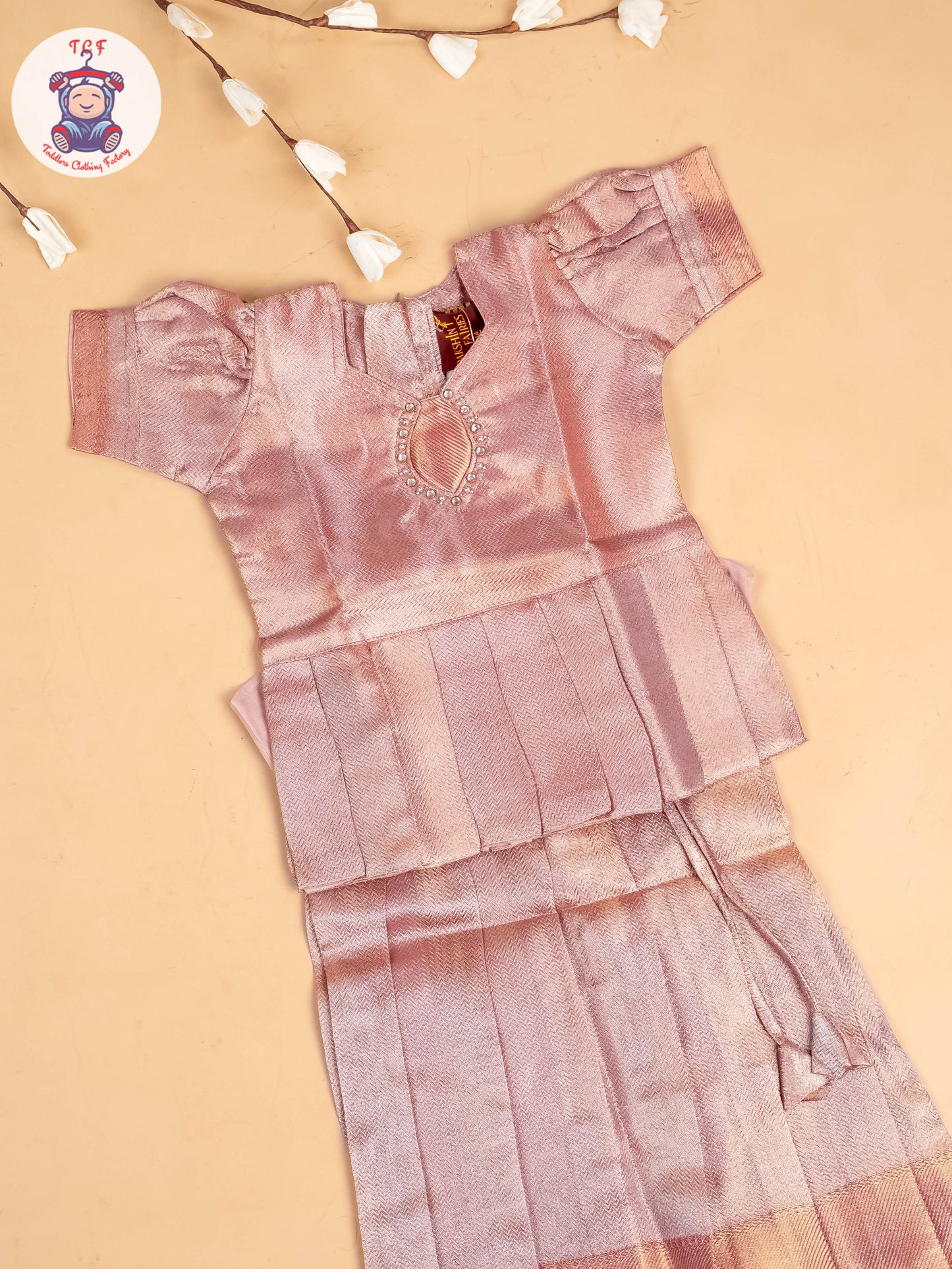 Light Pink - Tissue Readymade Pavadai Sattai