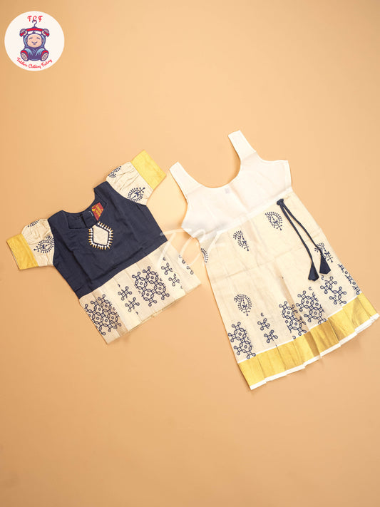 Navy Blue & Gold -  Pavadai Sattai