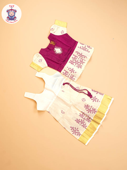 Magenta & Gold - Pavadai Sattai