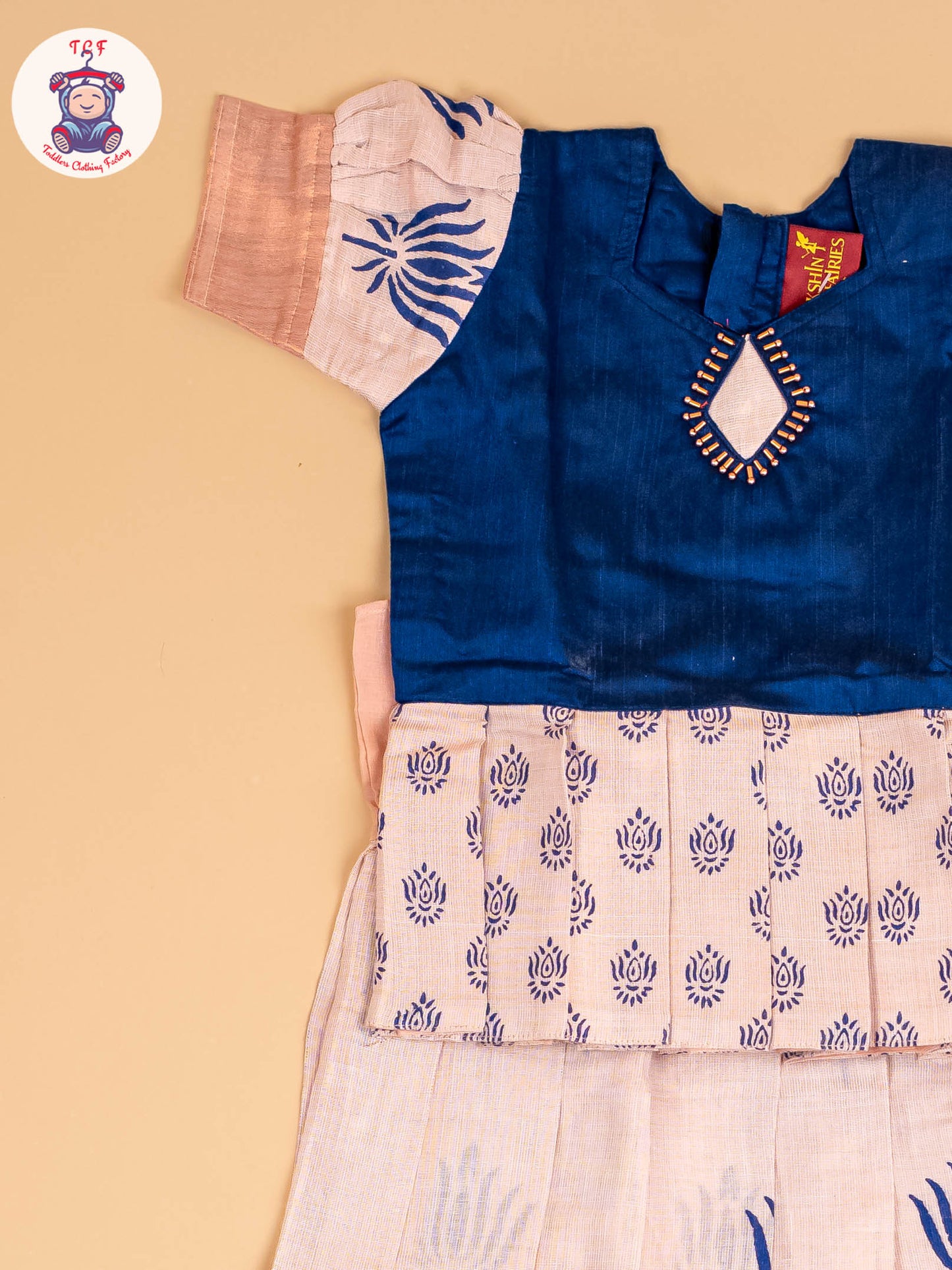 Blue & Copper - Girls Readymade Pattu Pavadai