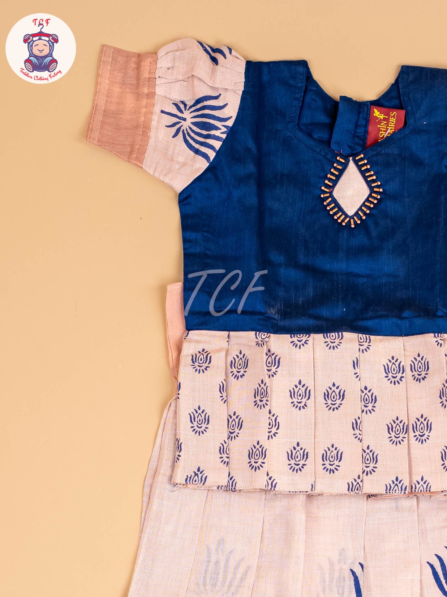 Blue & Copper - Girls Readymade Pattu Pavadai