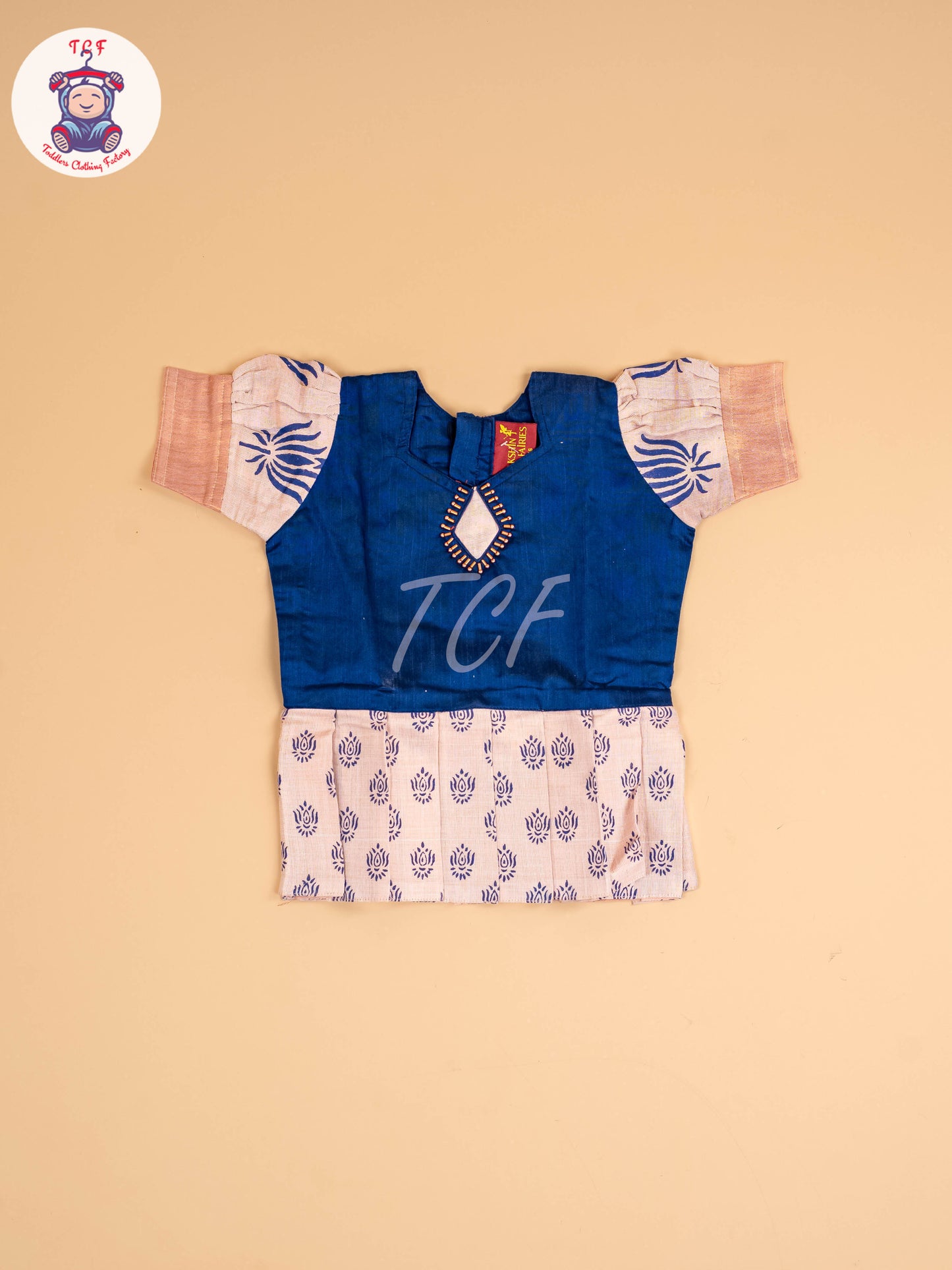 Blue & Copper - Girls Readymade Pattu Pavadai
