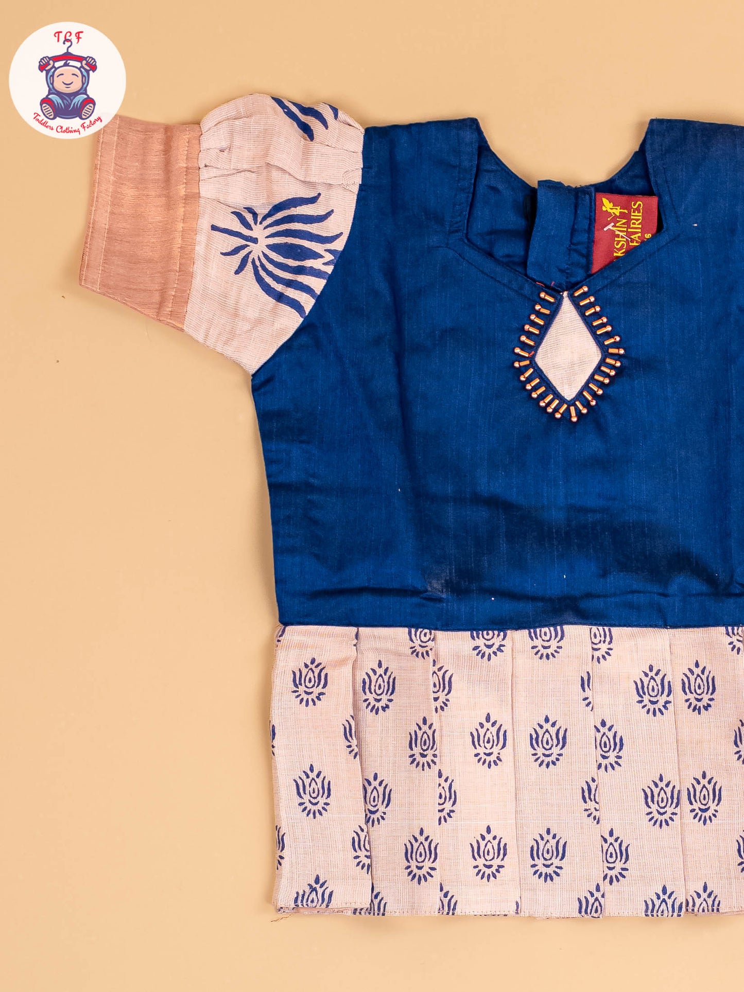 Blue & Copper - Girls Readymade Pattu Pavadai
