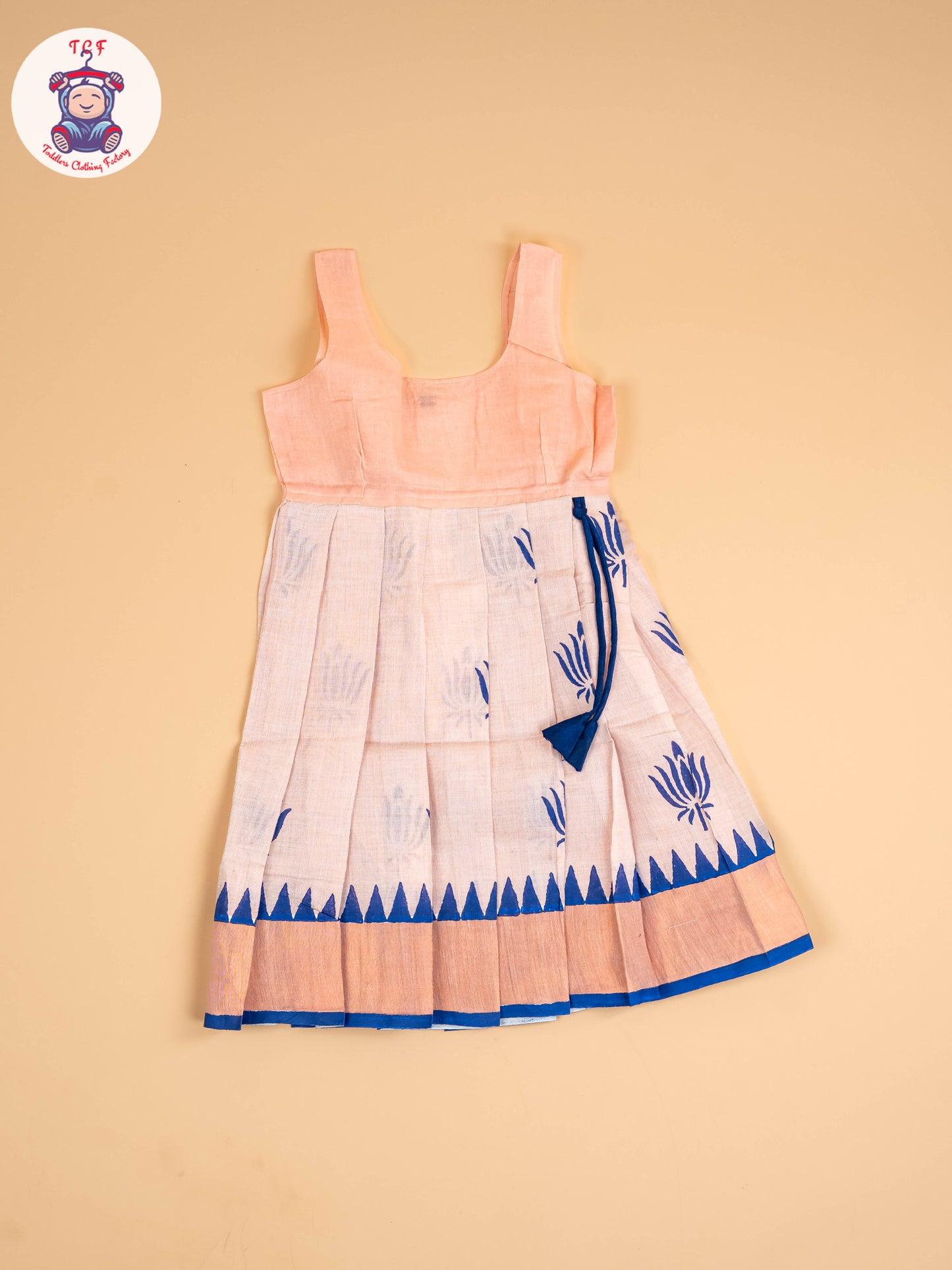Blue & Copper - Girls Readymade Pattu Pavadai