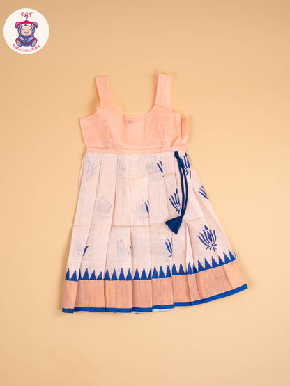 Blue & Copper - Girls Readymade Pattu Pavadai