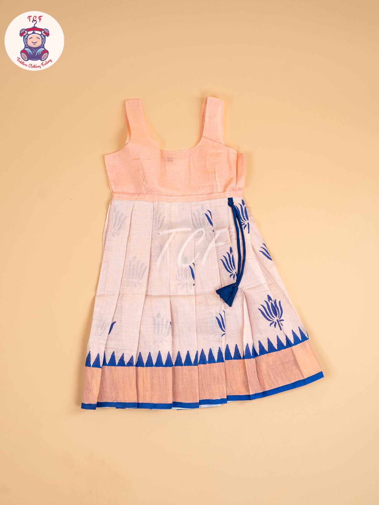 Blue & Copper - Girls Readymade Pattu Pavadai