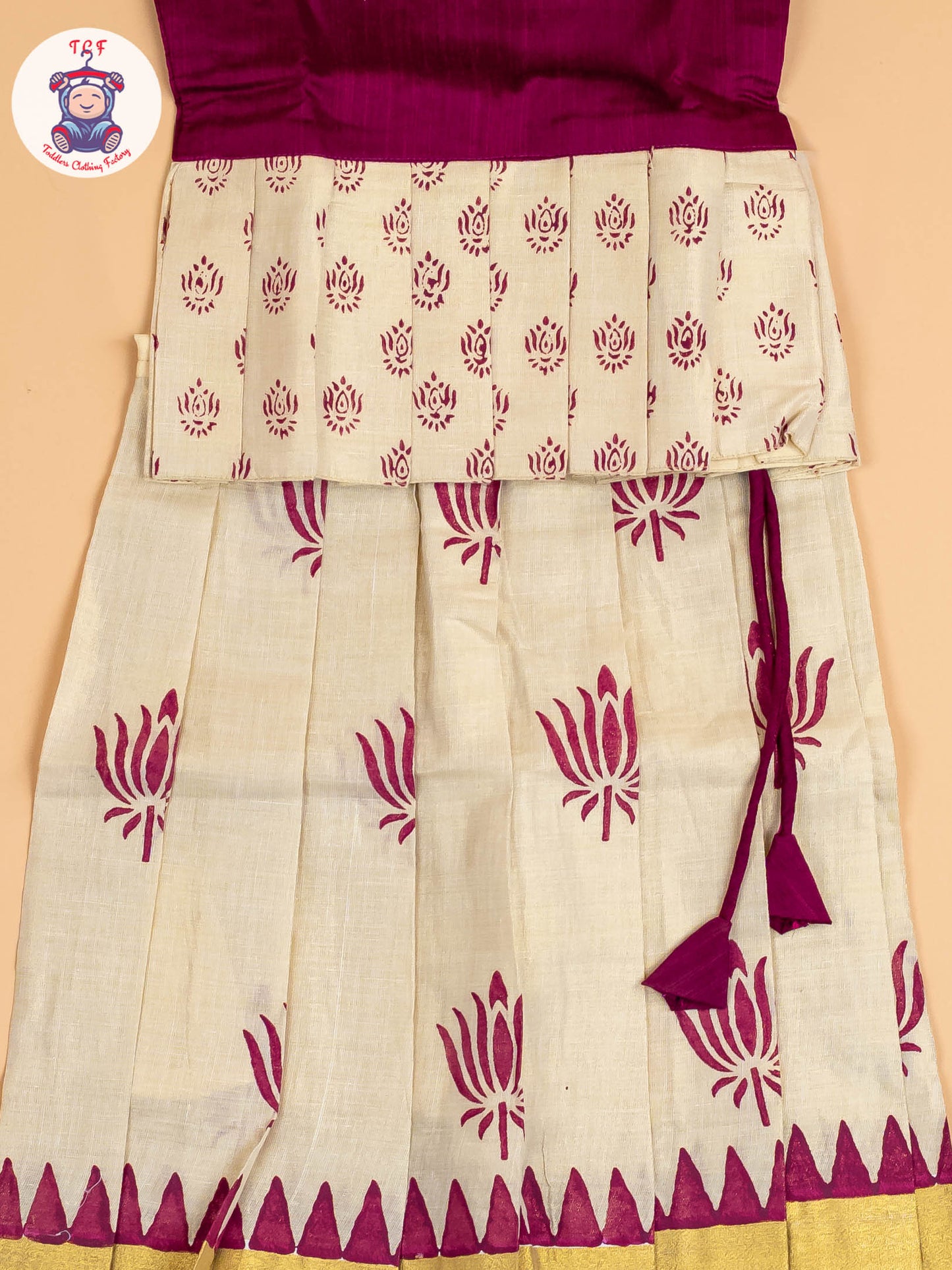 Maroon & Copper- Girls Readymade Pattu Pavadai