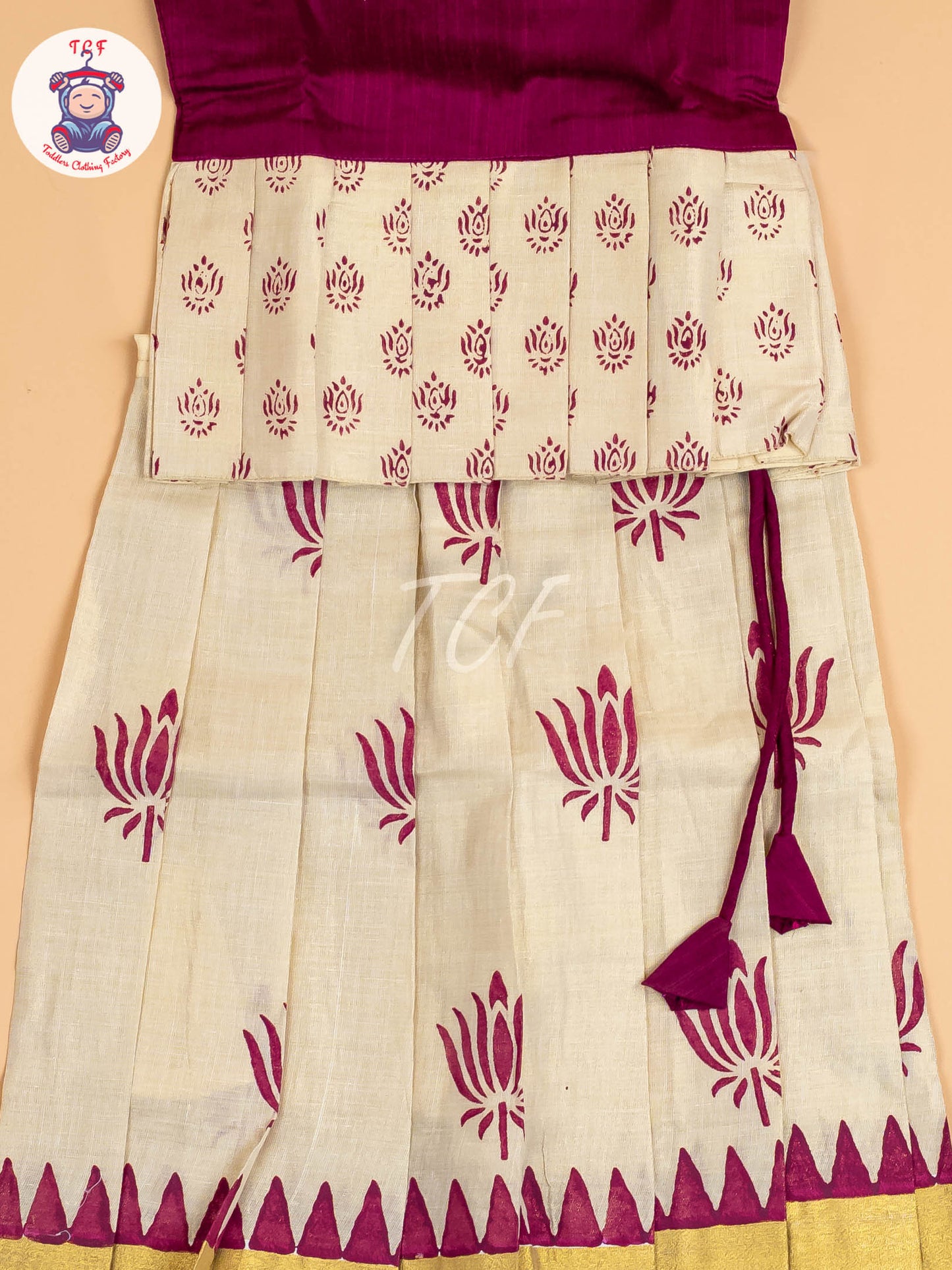 Maroon & Copper- Girls Readymade Pattu Pavadai
