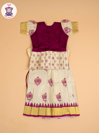 Maroon & Copper- Girls Readymade Pattu Pavadai
