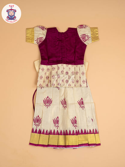 Maroon & Copper- Girls Readymade Pattu Pavadai