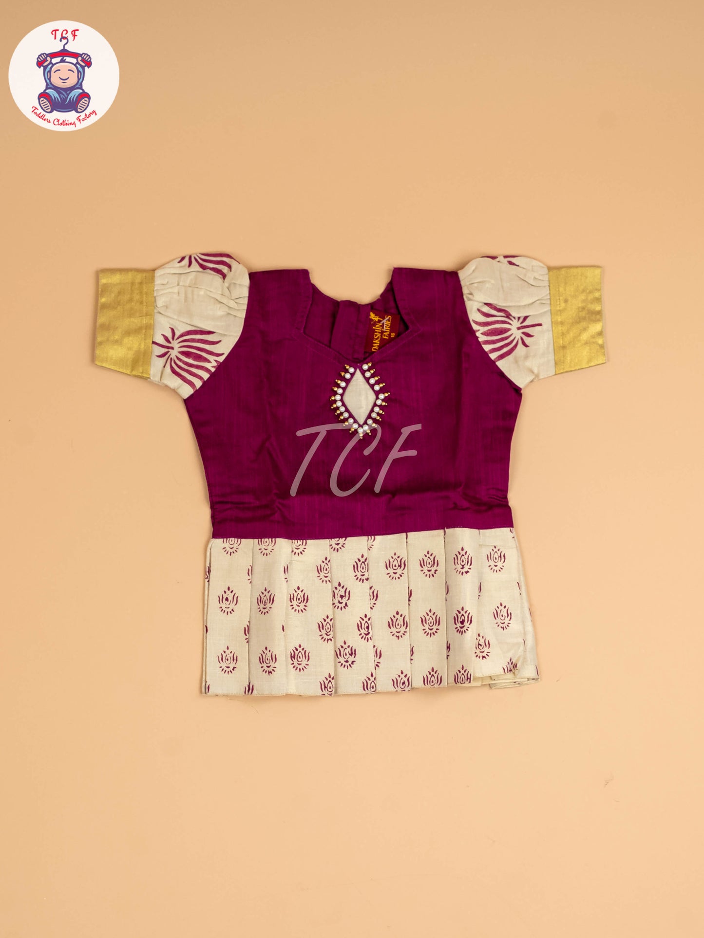 Maroon & Copper- Girls Readymade Pattu Pavadai