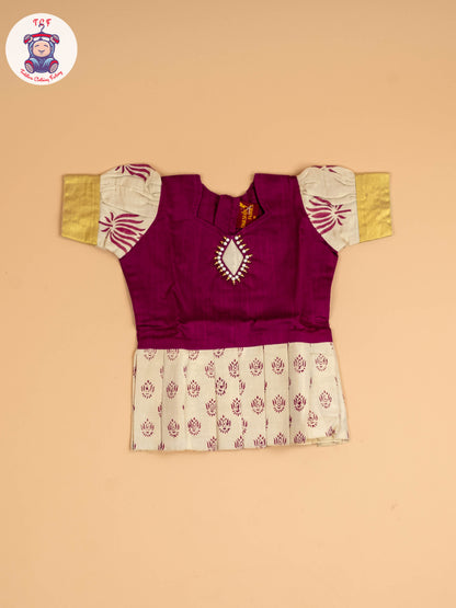 Maroon & Copper- Girls Readymade Pattu Pavadai