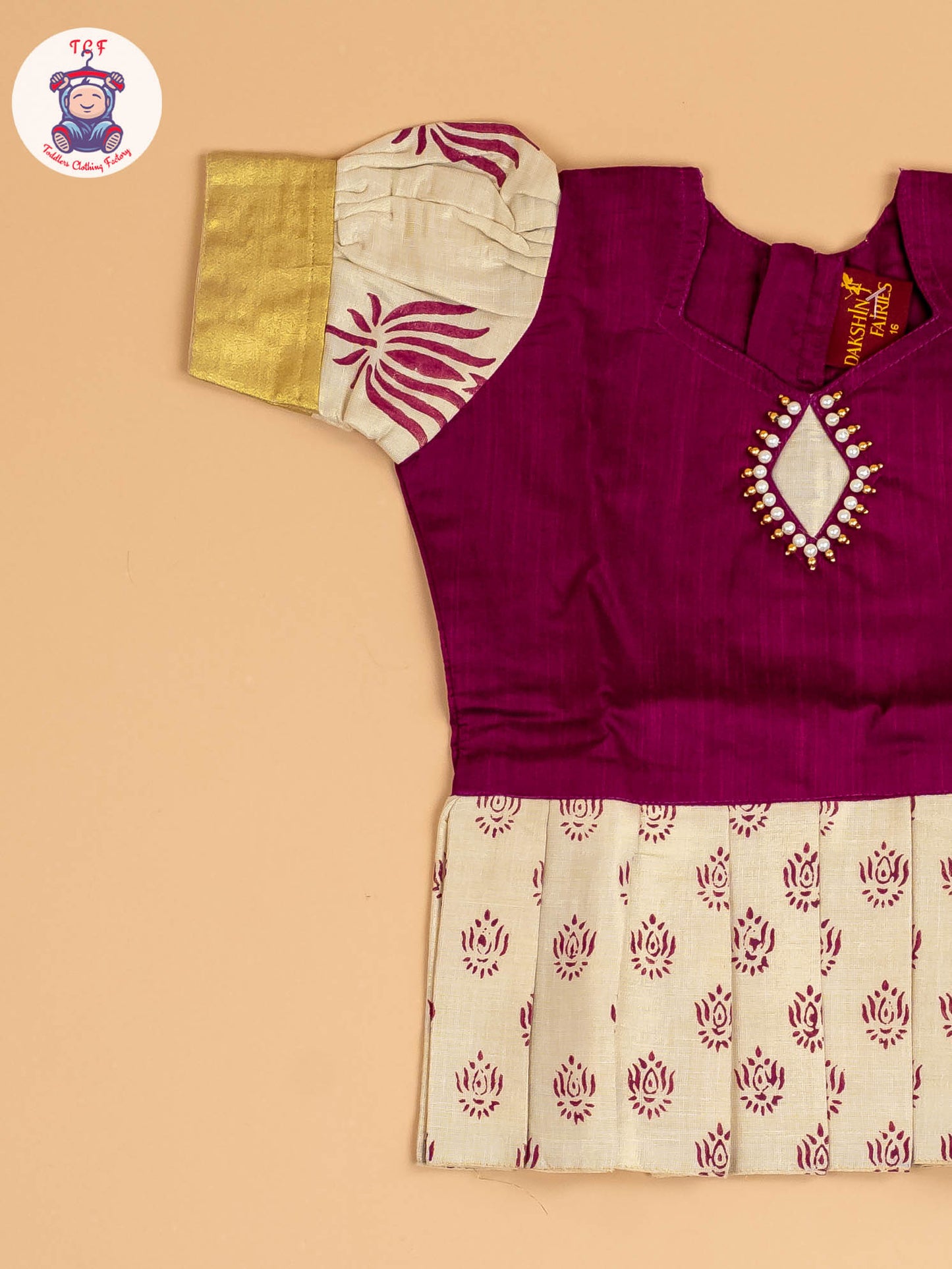Maroon & Copper- Girls Readymade Pattu Pavadai