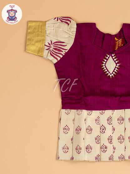 Maroon & Copper- Girls Readymade Pattu Pavadai