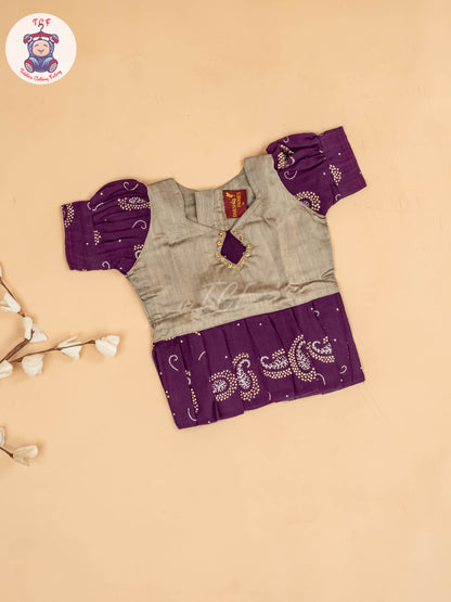 Grey & Purple - Girls Georgette Pavadai Sattai