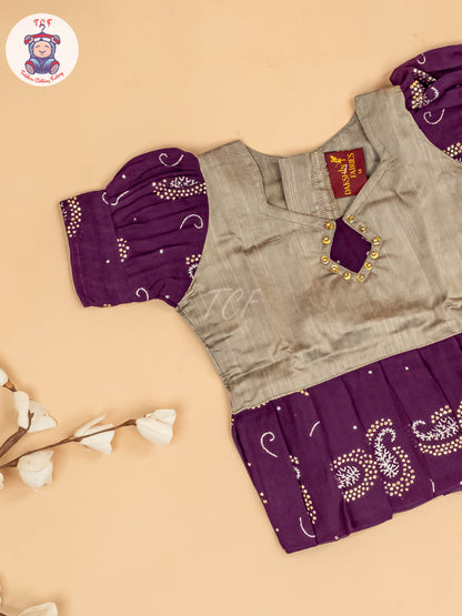 Grey & Purple - Girls Georgette Pavadai Sattai