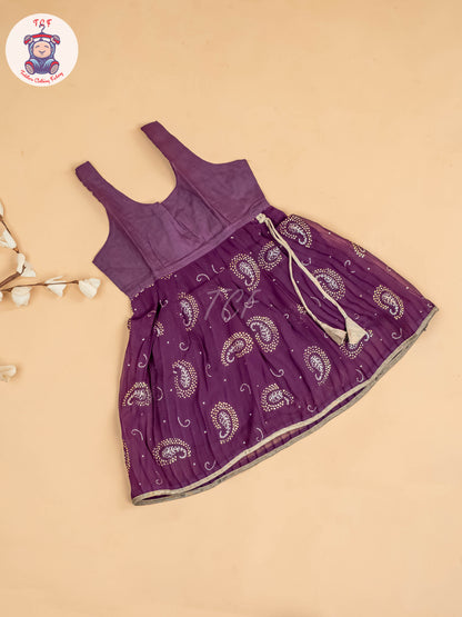 Grey & Purple - Girls Georgette Pavadai Sattai