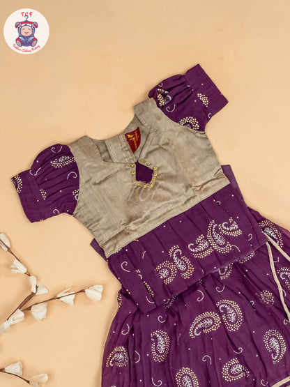 Grey & Purple - Girls Georgette Pavadai Sattai