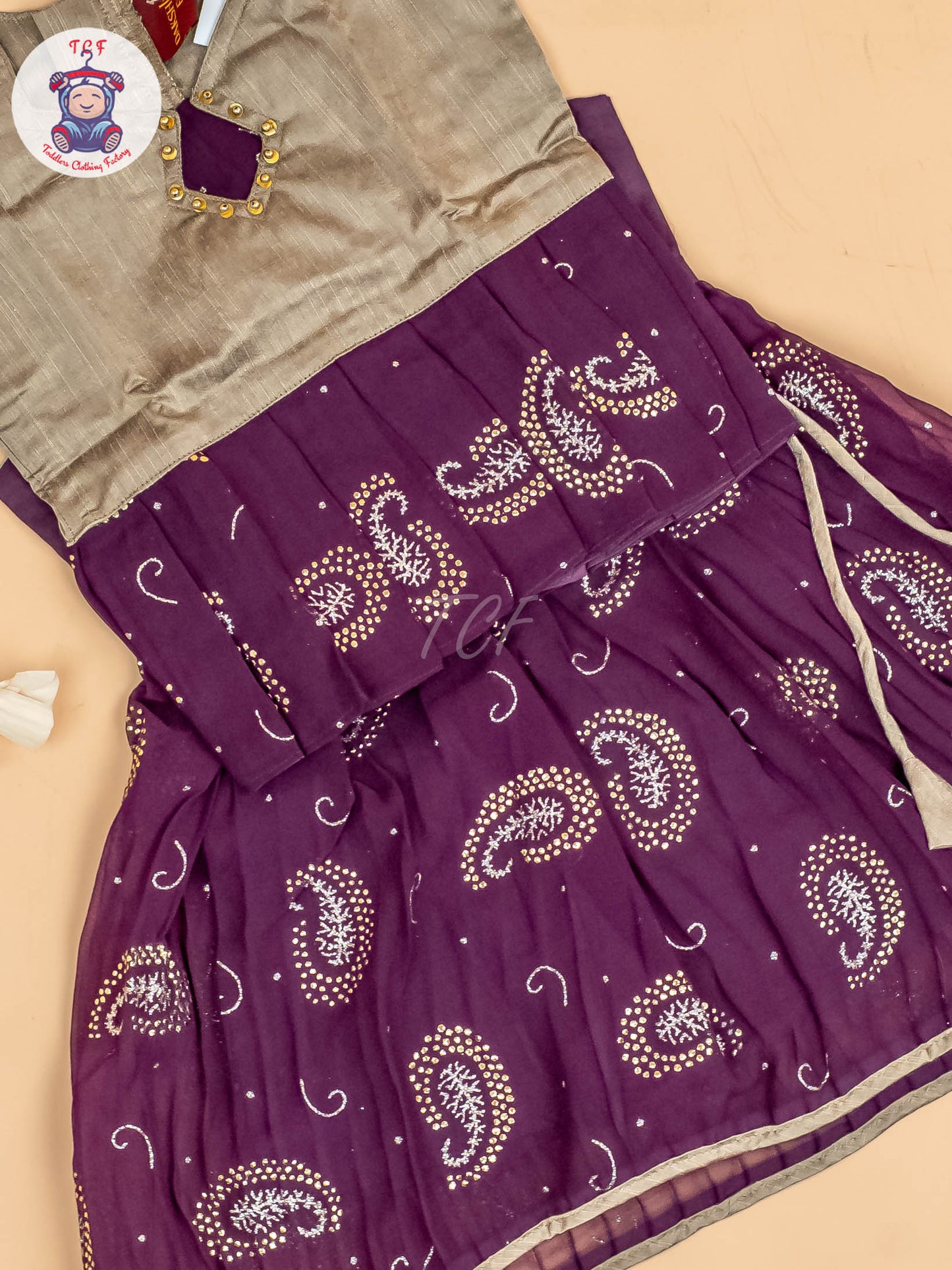 Grey & Purple - Girls Georgette Pavadai Sattai