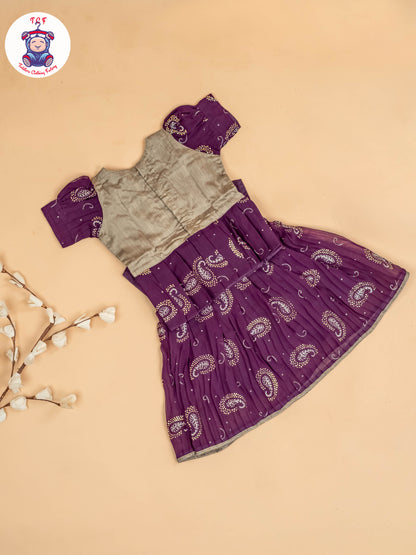 Grey & Purple - Girls Georgette Pavadai Sattai
