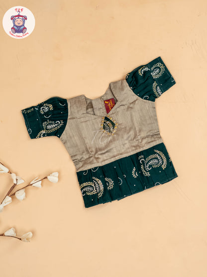 Grey & Green - Girls Georgette Pavadai Sattai