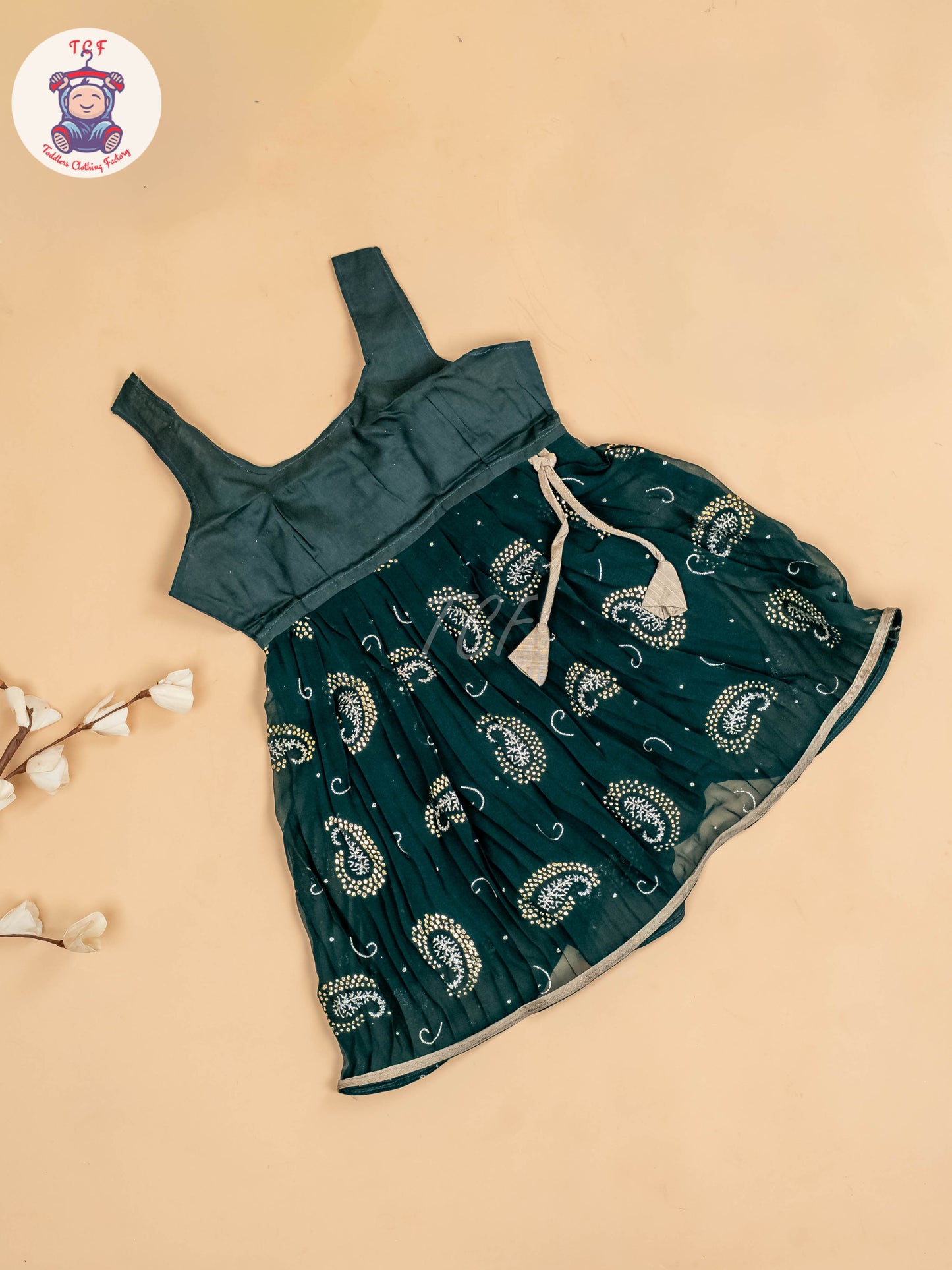 Grey & Green - Girls Georgette Pavadai Sattai