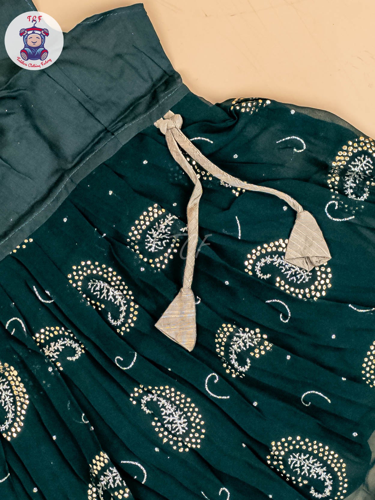 Grey & Green - Girls Georgette Pavadai Sattai