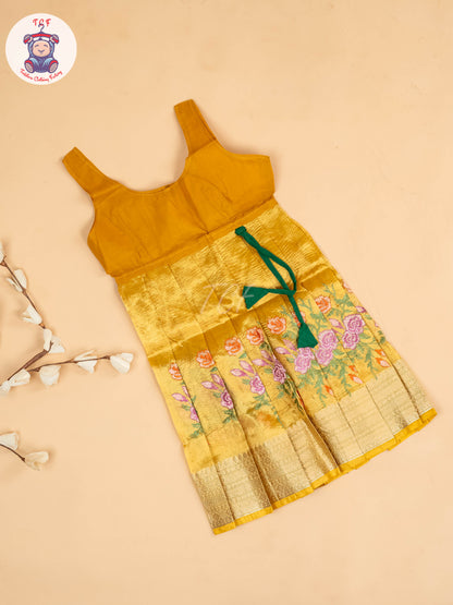 Green & Yellow- Girls Readymade Pavadai Sattai