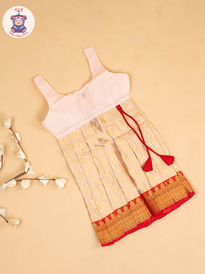 Red & Peach - Girls Readymade Pavadai Sattai