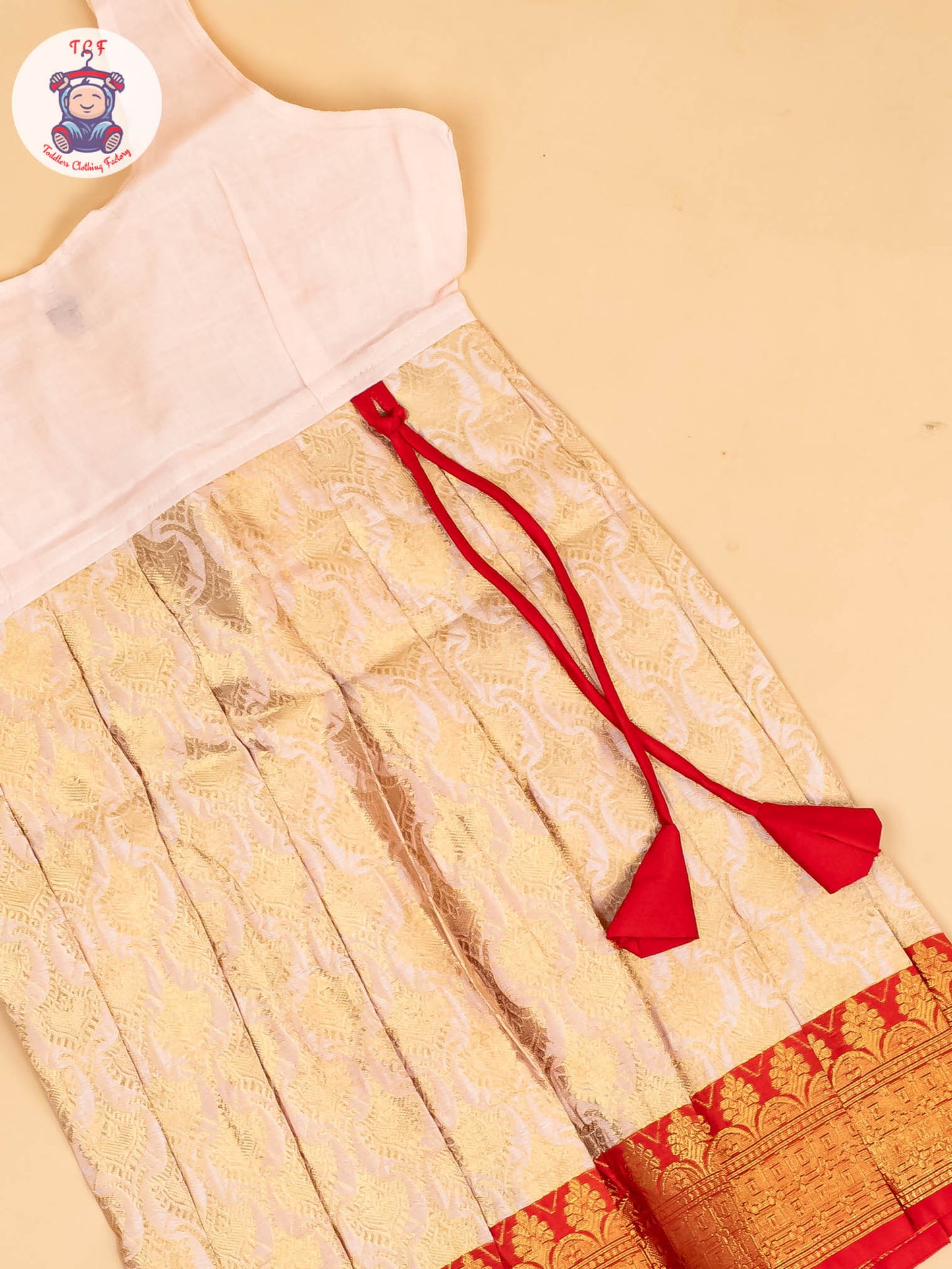 Red & Peach - Girls Readymade Pavadai Sattai