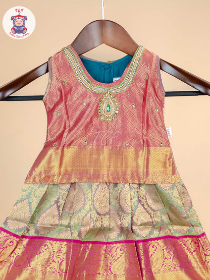 Girls Readymade Pure Pattu Pavadai Sattai