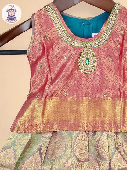 Girls Readymade Pure Pattu Pavadai Sattai