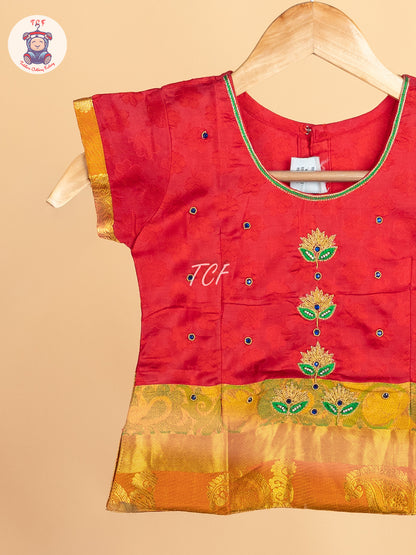 Girls Readymade Pure Pattu Pavadai Sattai