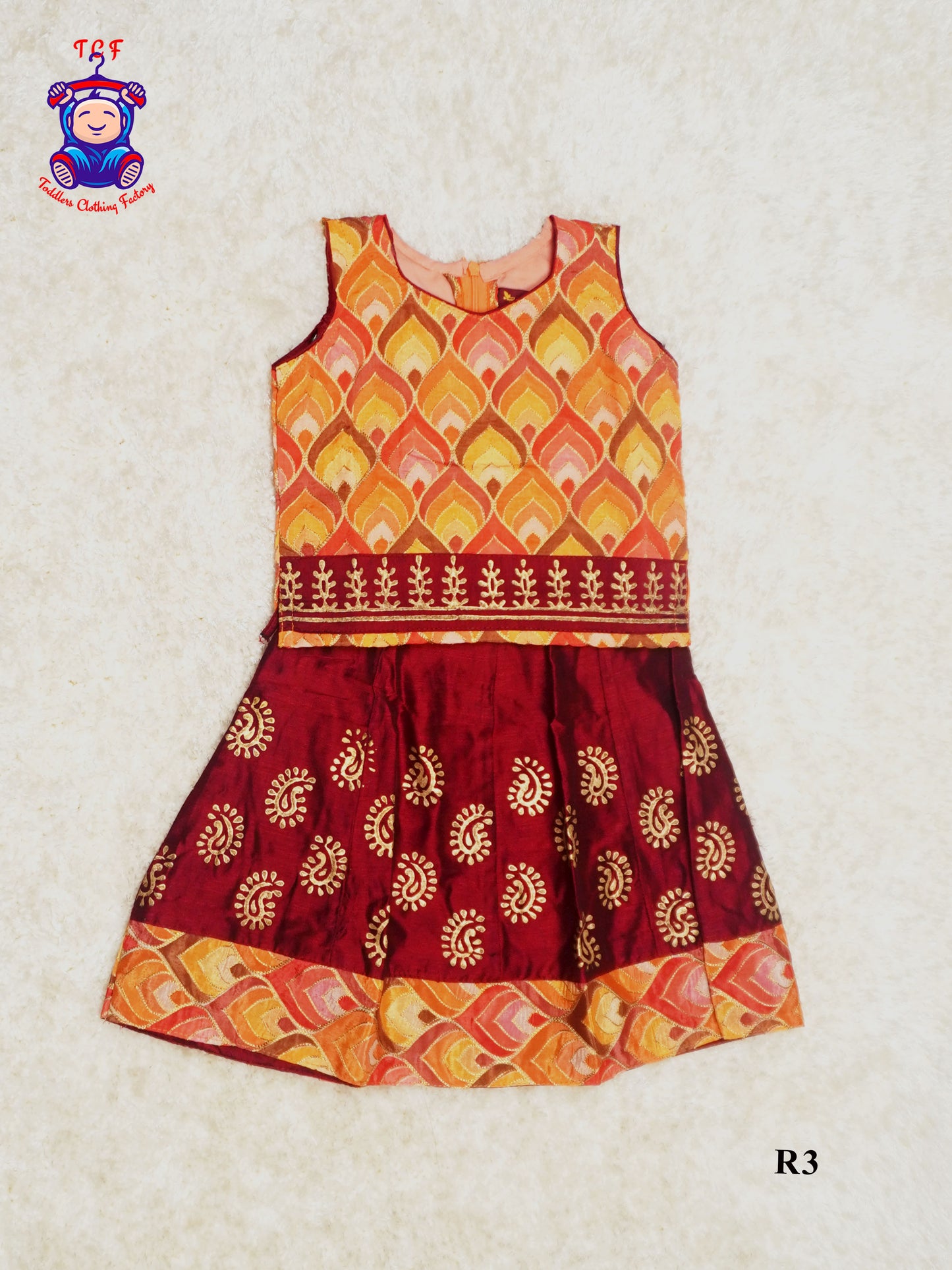 Yellow & Maroon - Pavadai Sattai