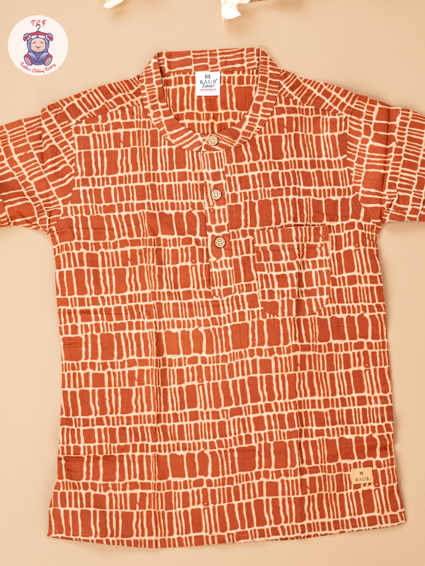 Rust - Boys Readymade Short Kurta